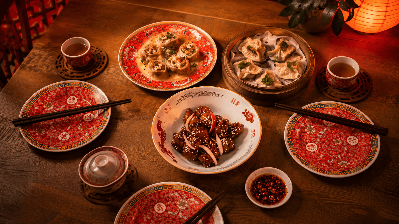 A table set with Shen Kitchen dishes